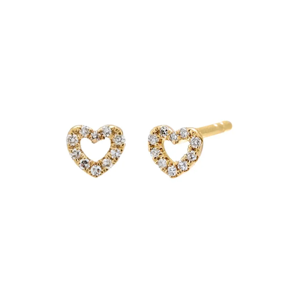 Diamond Pave Mini Heart Cutout Stud Earring sold by Adina Eden's