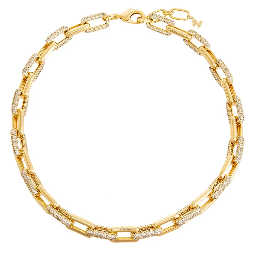 Pave/Solid Chunky Paperclip Necklace sold by Adina Eden's product image thumbnail 4