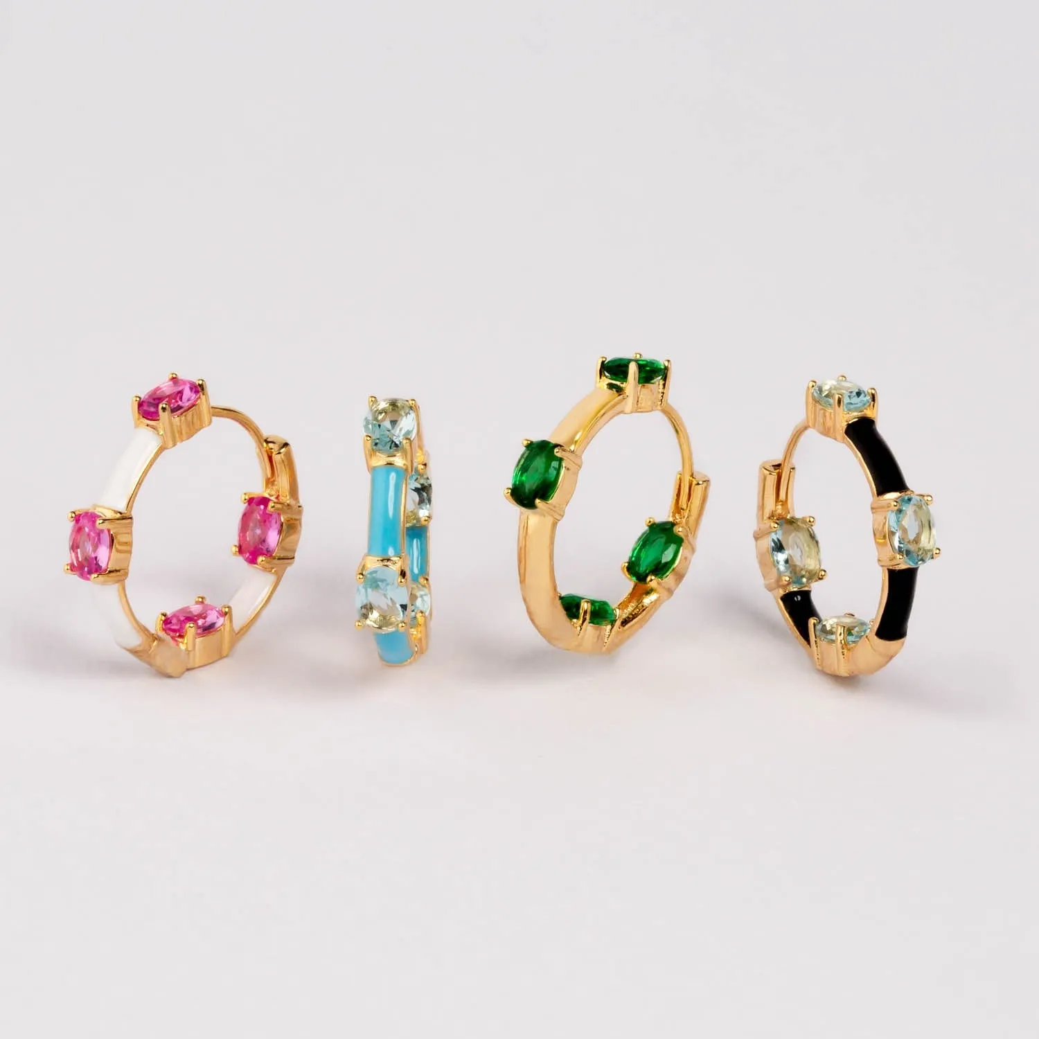 Colored CZ X Enamel Hoop Earring sold by Adina Eden's product image thumbnail 4
