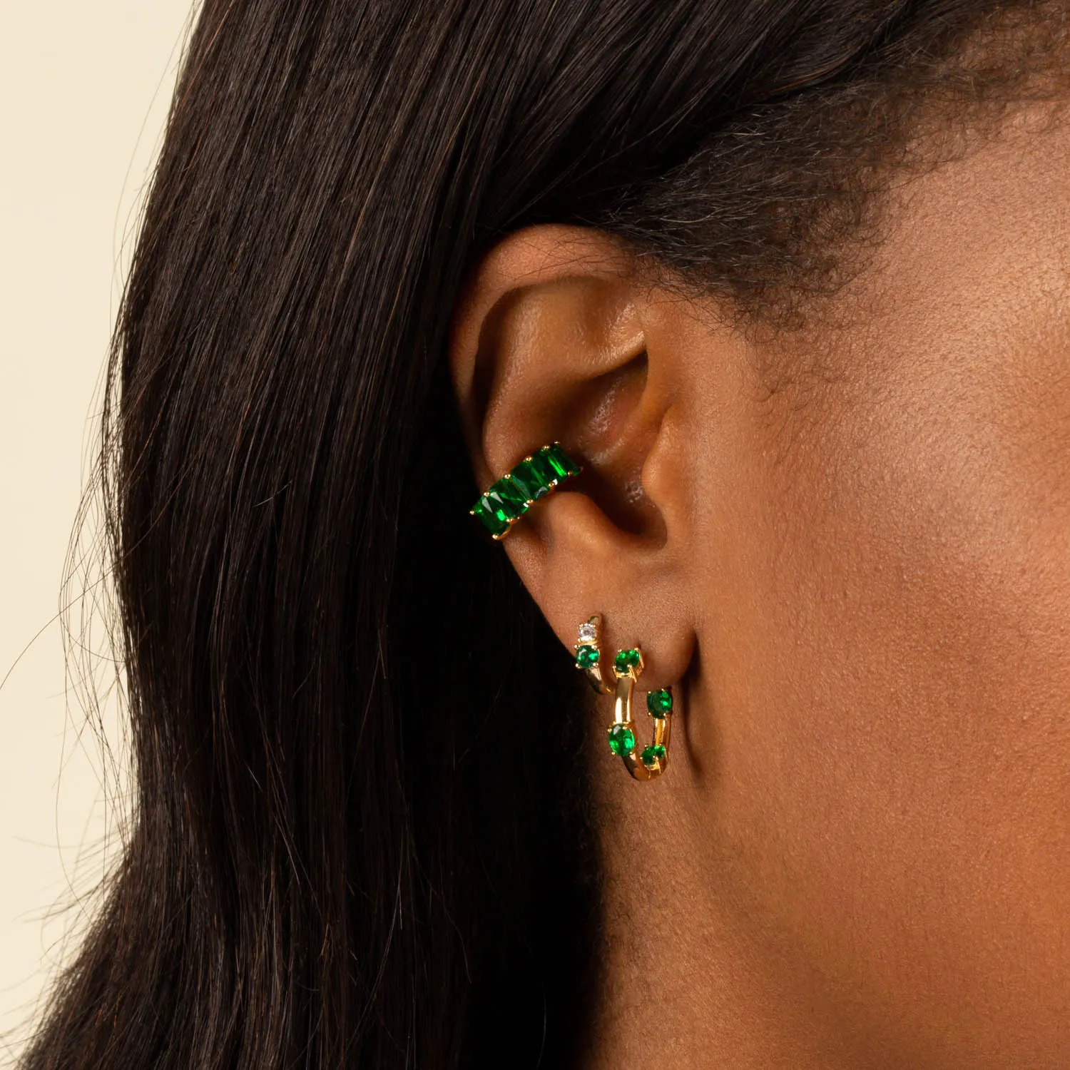 Colored CZ X Enamel Hoop Earring sold by Adina Eden's product image thumbnail 2
