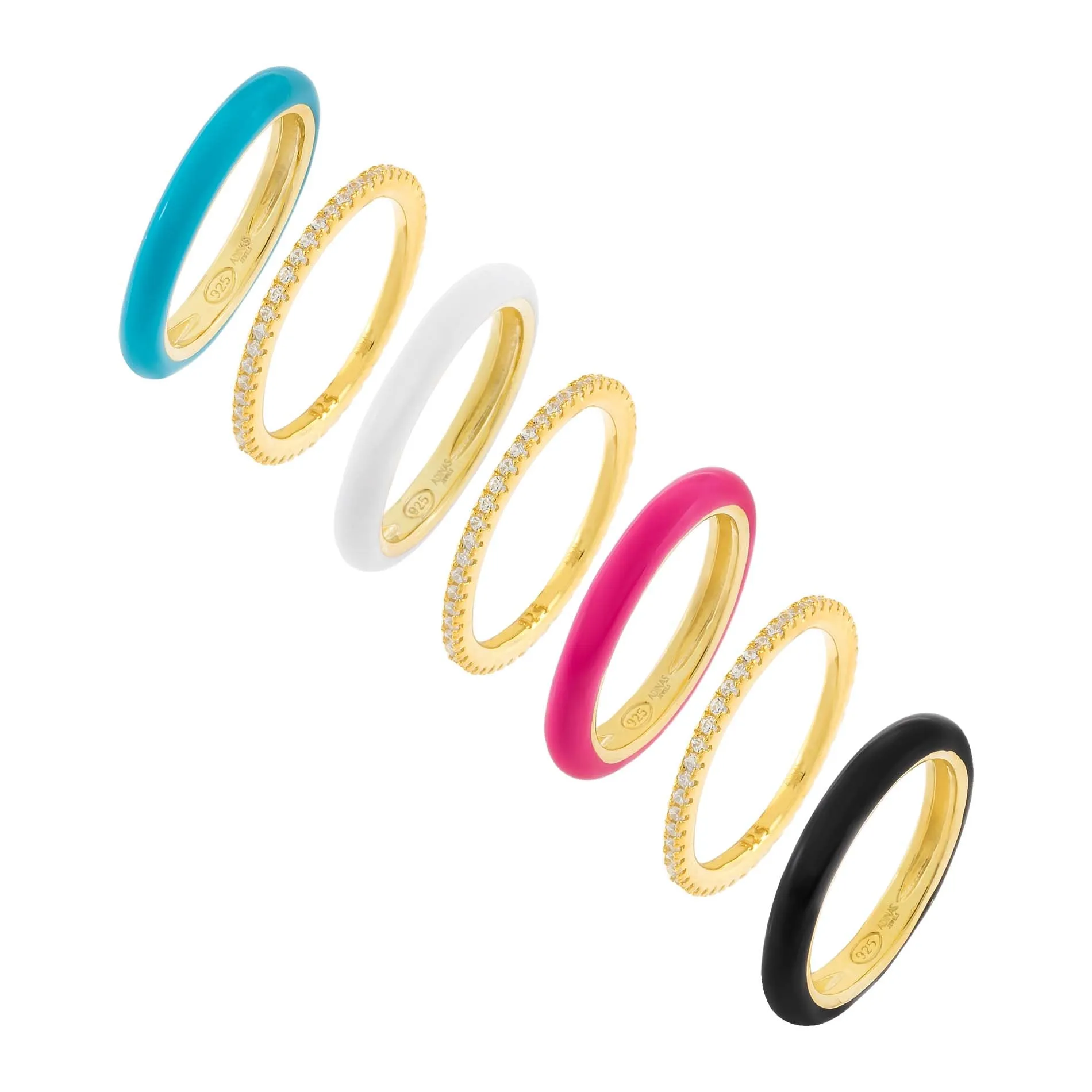 CZ X Enamel Ring Combo Set sold by Adina Eden's