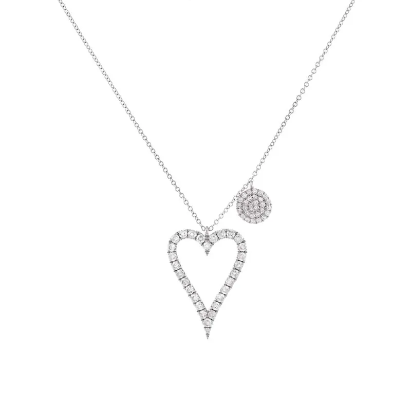 Deep Heart Open Diamond Necklace 14K sold by Adina Eden's