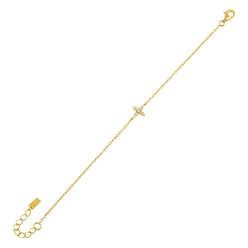 CZ Crystal 4 Petal Flower Bracelet sold by Adina Eden's