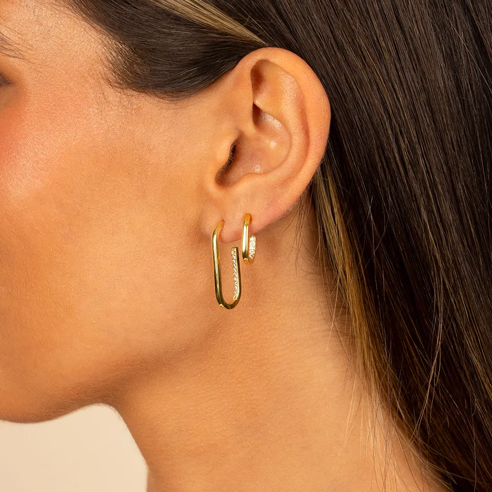 Inward Pavé Oval Open Hoop Earring sold by Adina Eden's product image thumbnail 4