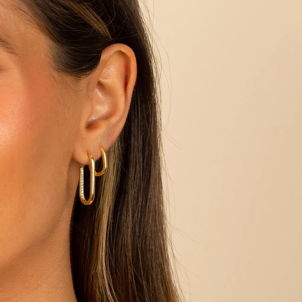 Inward Pavé Oval Open Hoop Earring sold by Adina Eden's product image thumbnail 5