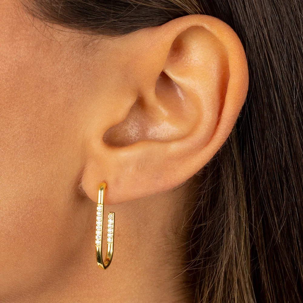 Inward Pavé Oval Open Hoop Earring sold by Adina Eden's product image thumbnail 2