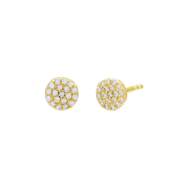 Tiny Round Pavé Disc Stud Earring sold by Adina Eden's