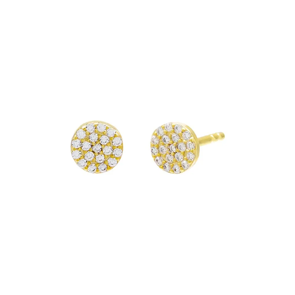 Tiny Round Pavé Disc Stud Earring sold by Adina Eden's