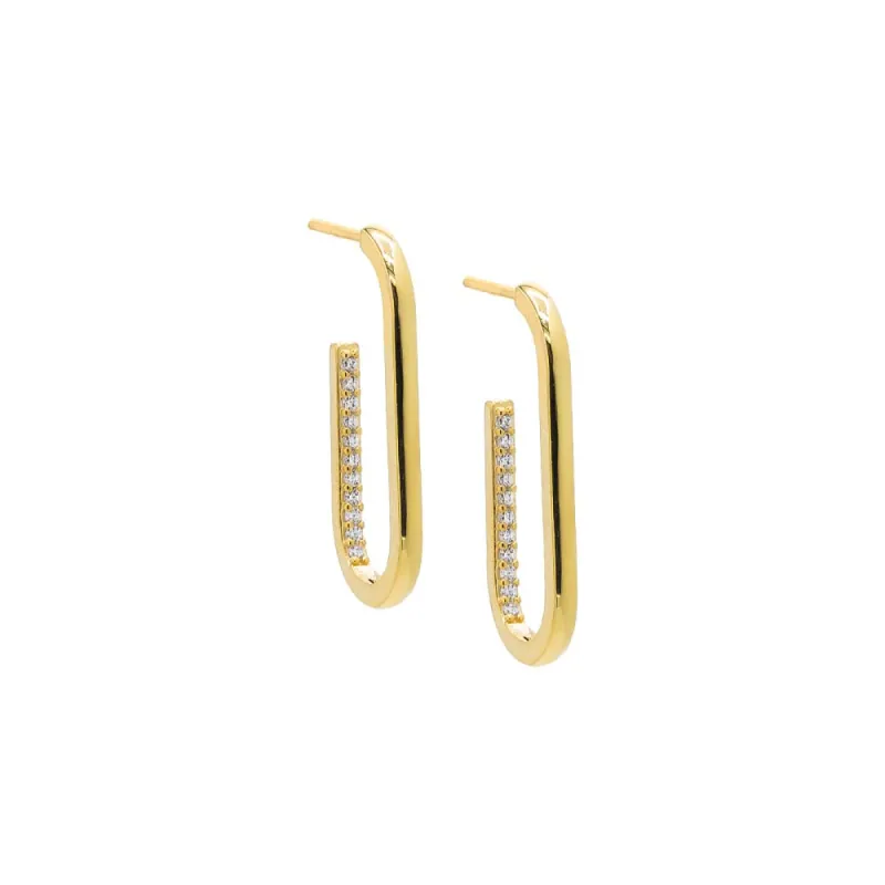 Inward Pavé Oval Open Hoop Earring sold by Adina Eden's