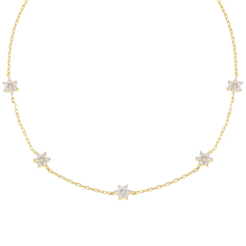 CZ Multi Flower Link Choker sold by Adina Eden's