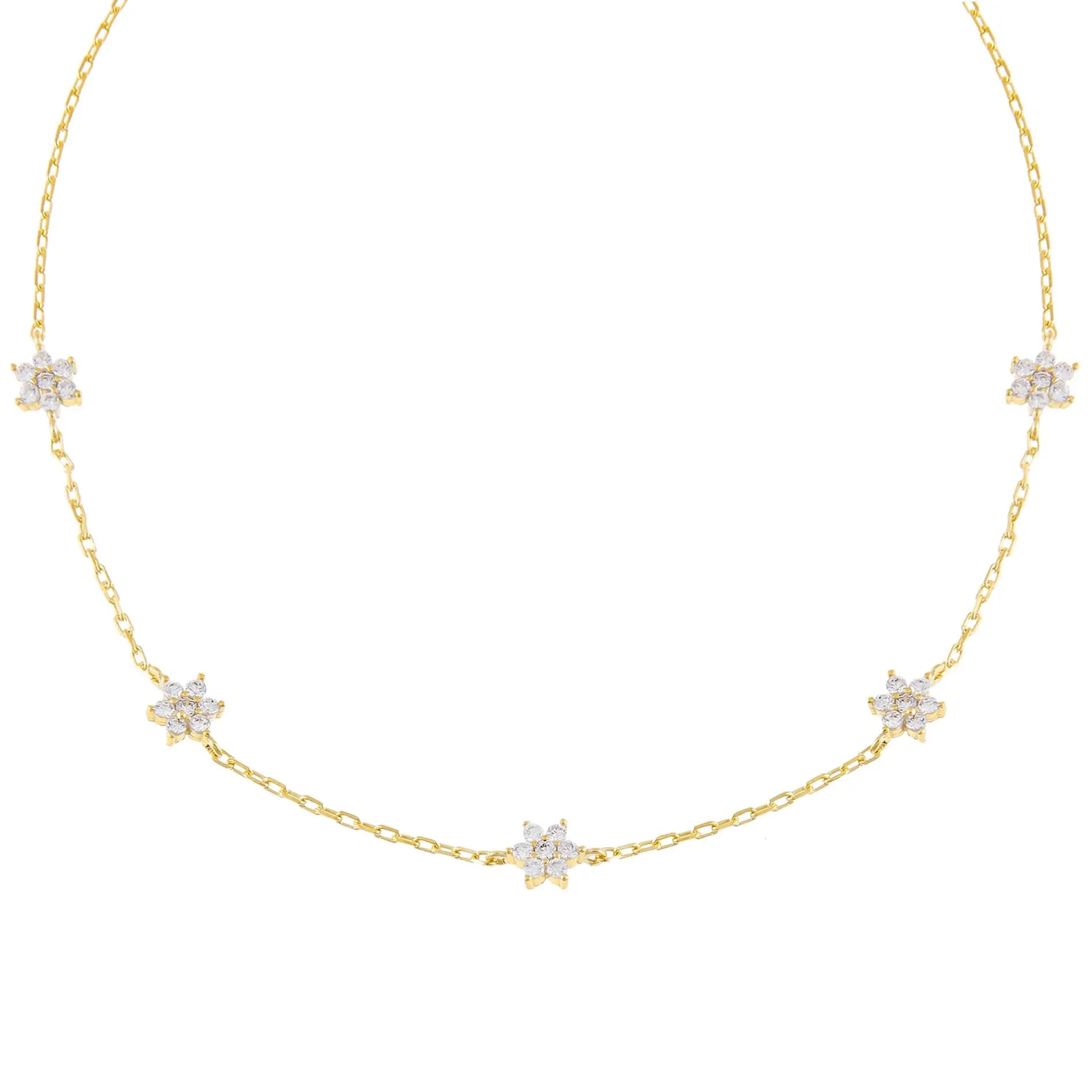 CZ Multi Flower Link Choker sold by Adina Eden's