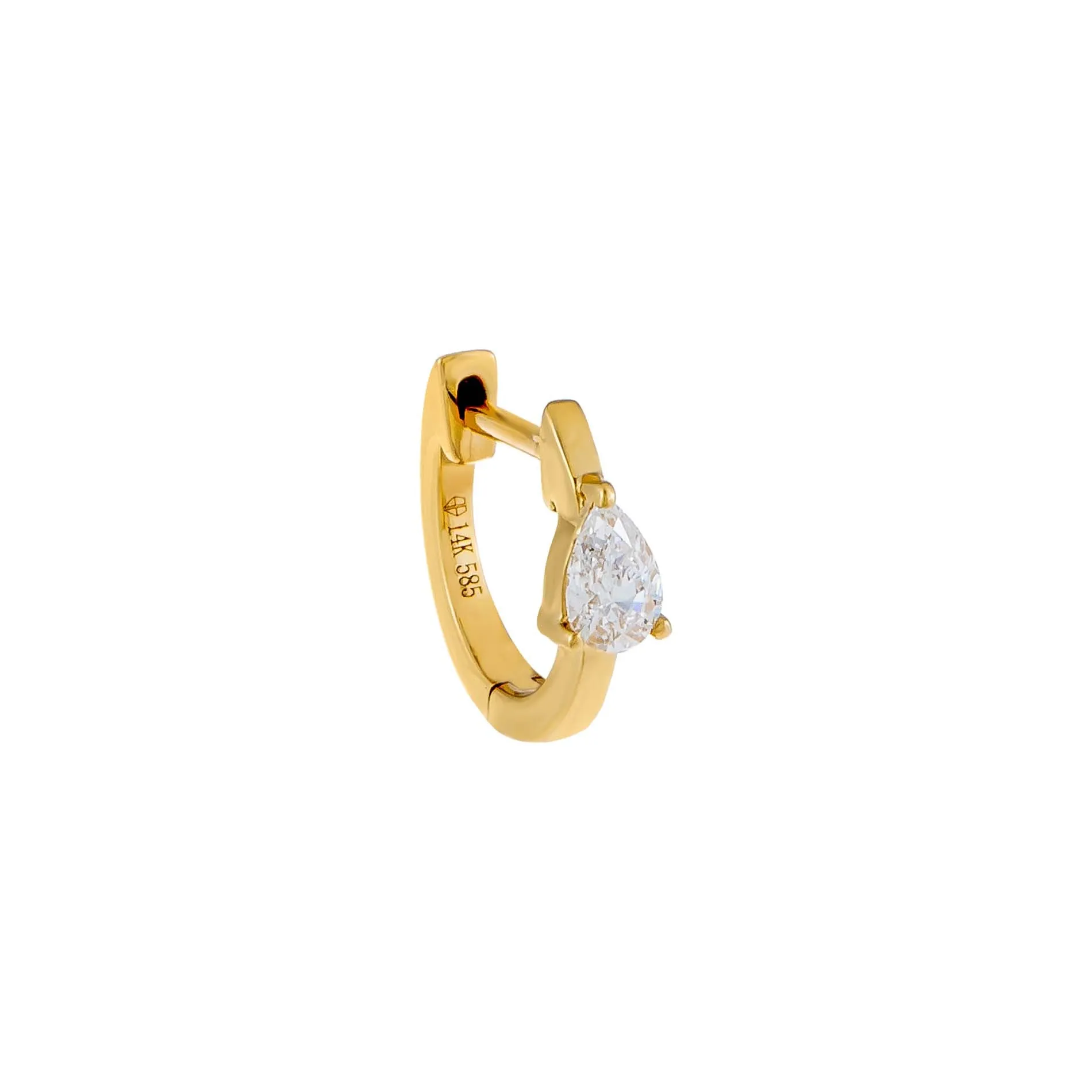 Diamond Small Teardrop Huggie Earring 14K sold by Adina Eden's