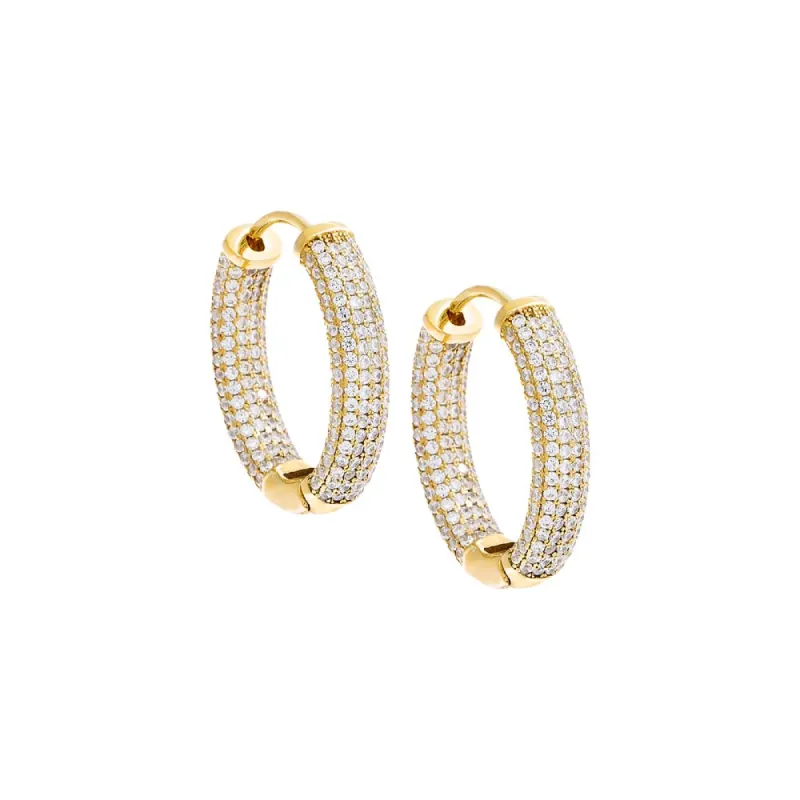 Endless Pavé Oval Huggie Earring sold by Adina Eden's