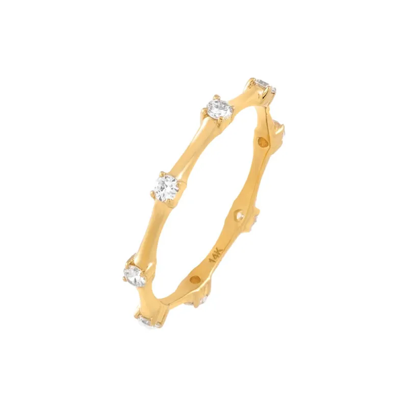Diamond Bamboo Ring 14K sold by Adina Eden's