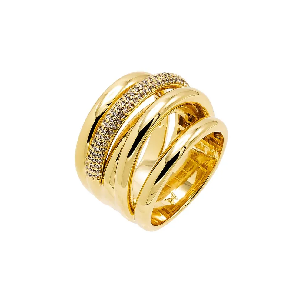 Chunky Solid/Pave Multi Strand Ring sold by Adina Eden's