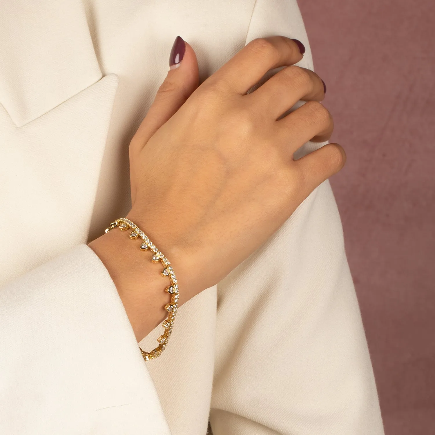 CZ Bezel Heart Rimmed Tennis Bracelet sold by Adina Eden's product image thumbnail 2