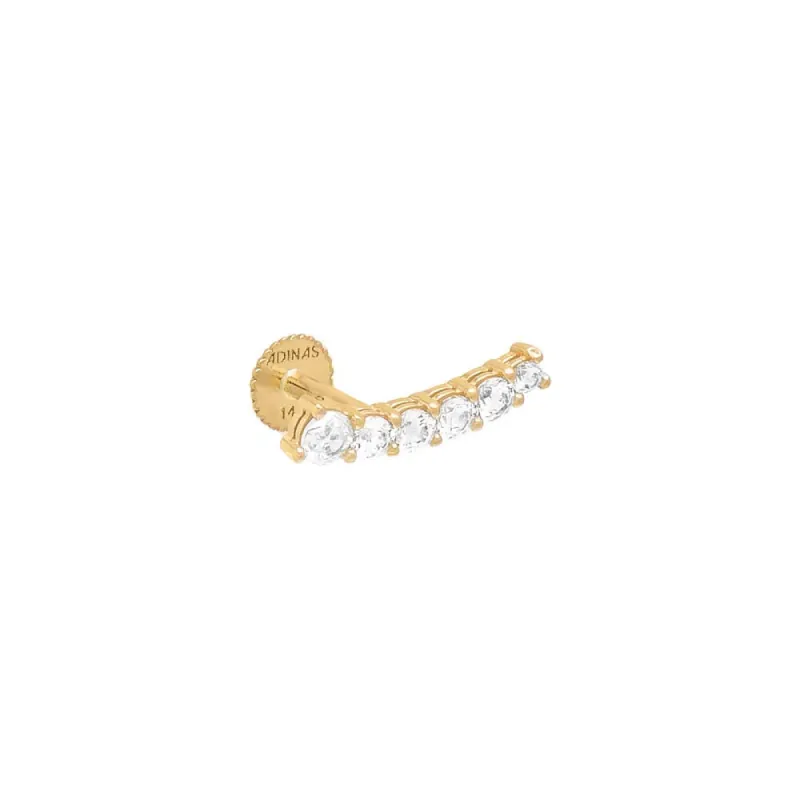 Graduated Curved Bar Threaded Stud Earring 14K sold by Adina Eden's