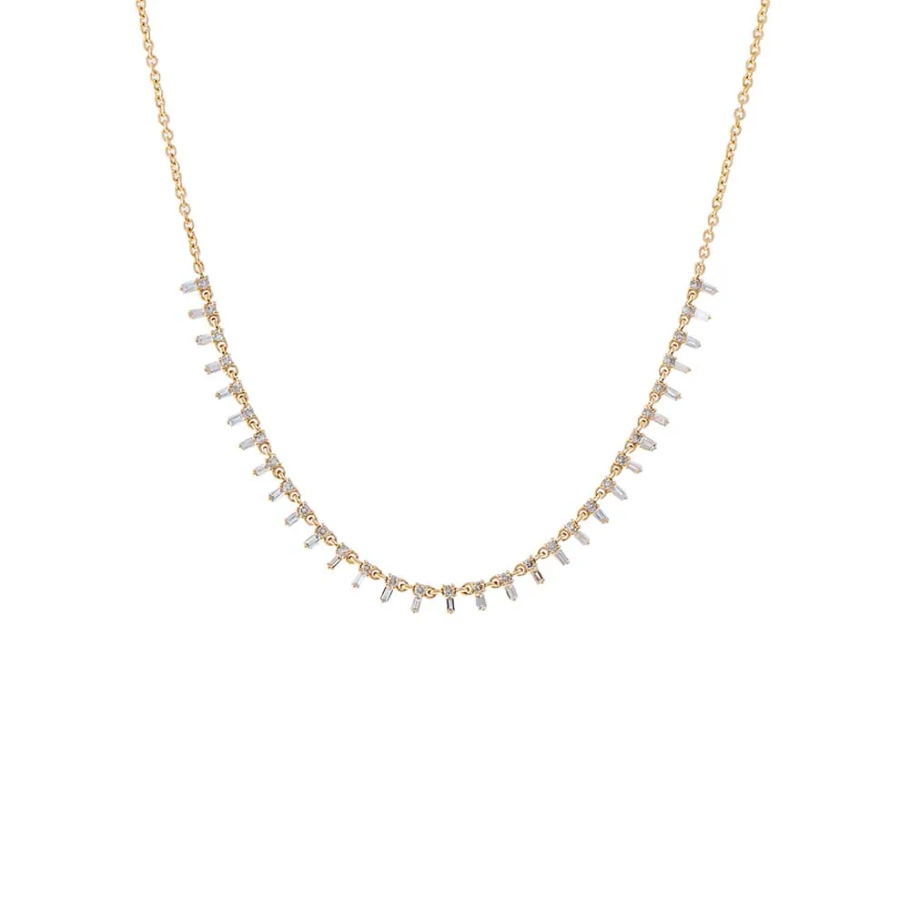 Diamond Round X Baguette Tennis Choker 14K sold by Adina Eden's