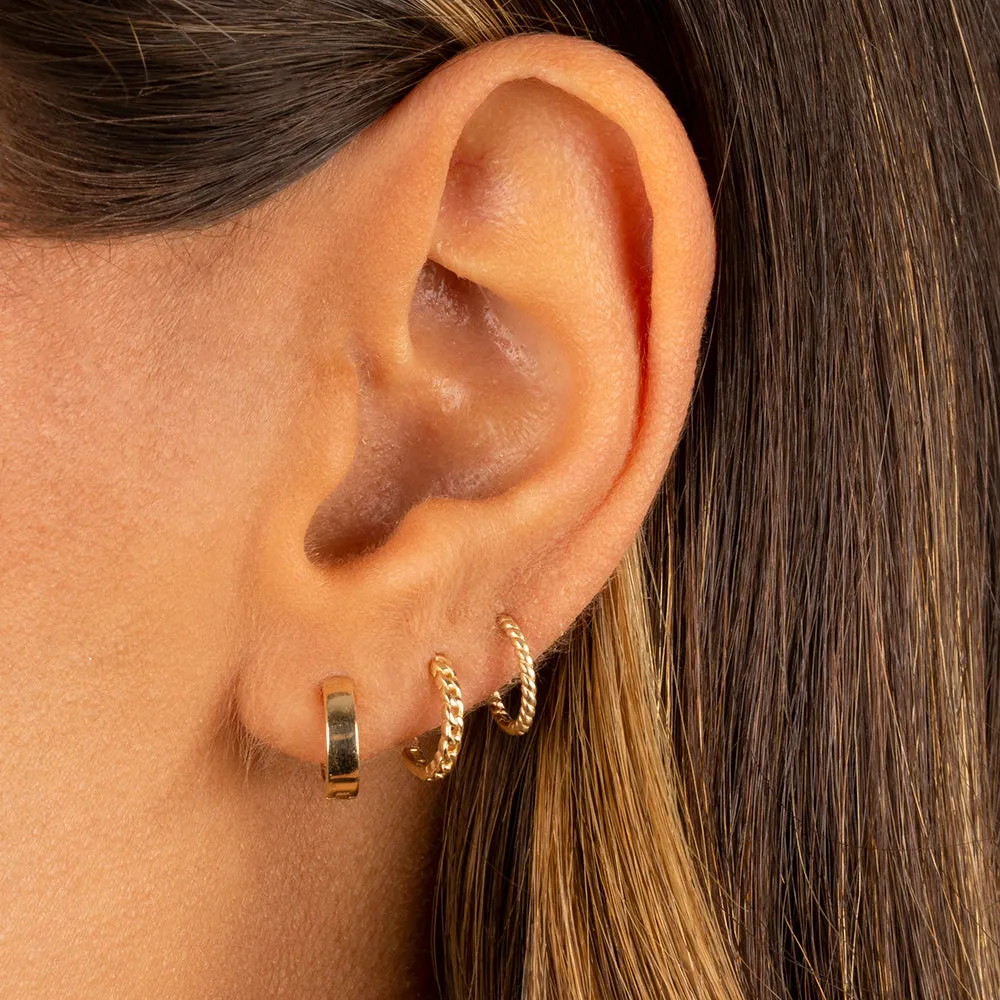 Mini Solid Cuban Chain Huggie Earring 14K sold by Adina Eden's product image thumbnail 2