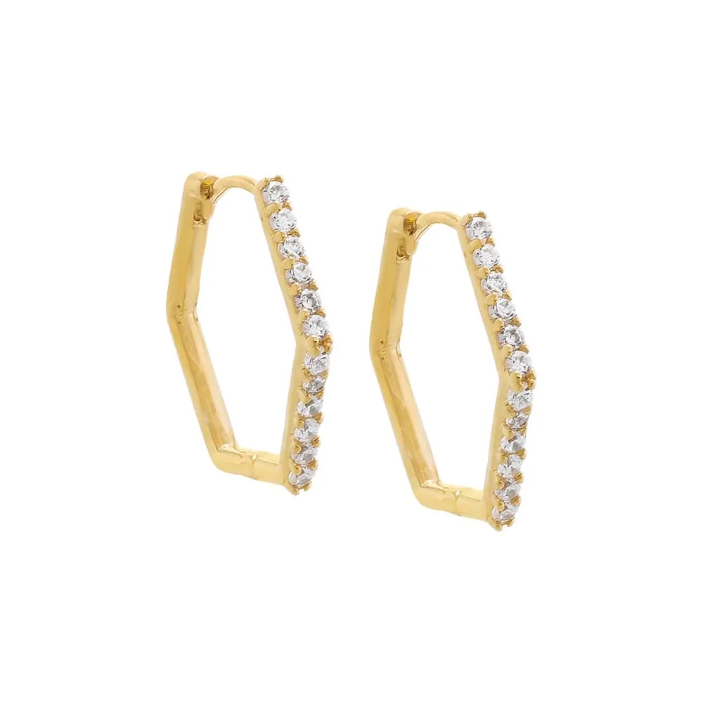 CZ Pavé Octagon Huggie Earring 14K sold by Adina Eden's product image thumbnail 3