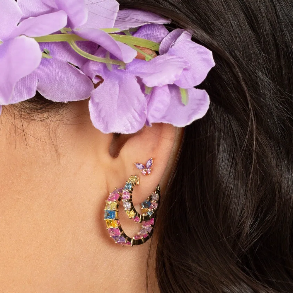 Pastel Baguette Hoop Earring sold by Adina Eden's product image thumbnail 5