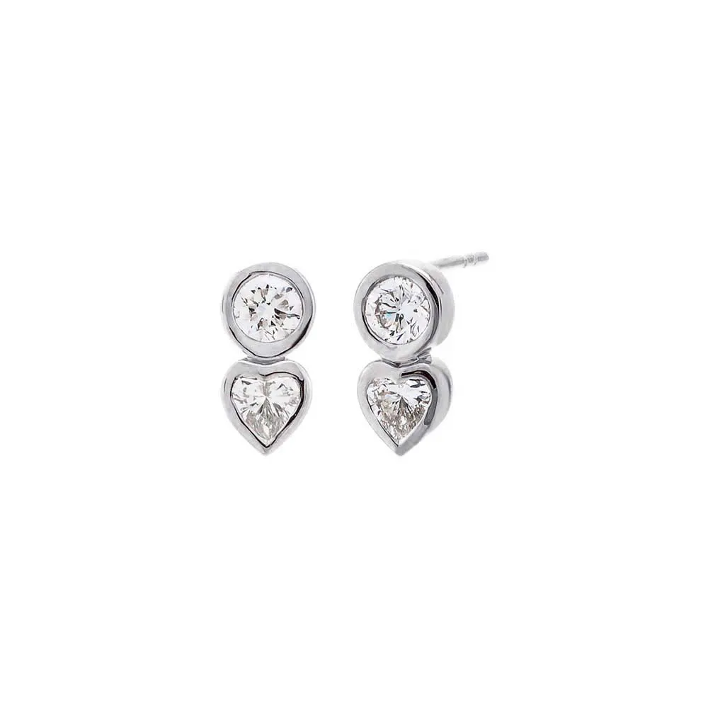 Lab Grown Diamond Solitaire X Heart Bezel Stud Earring 14K sold by Adina Eden's product image thumbnail 3