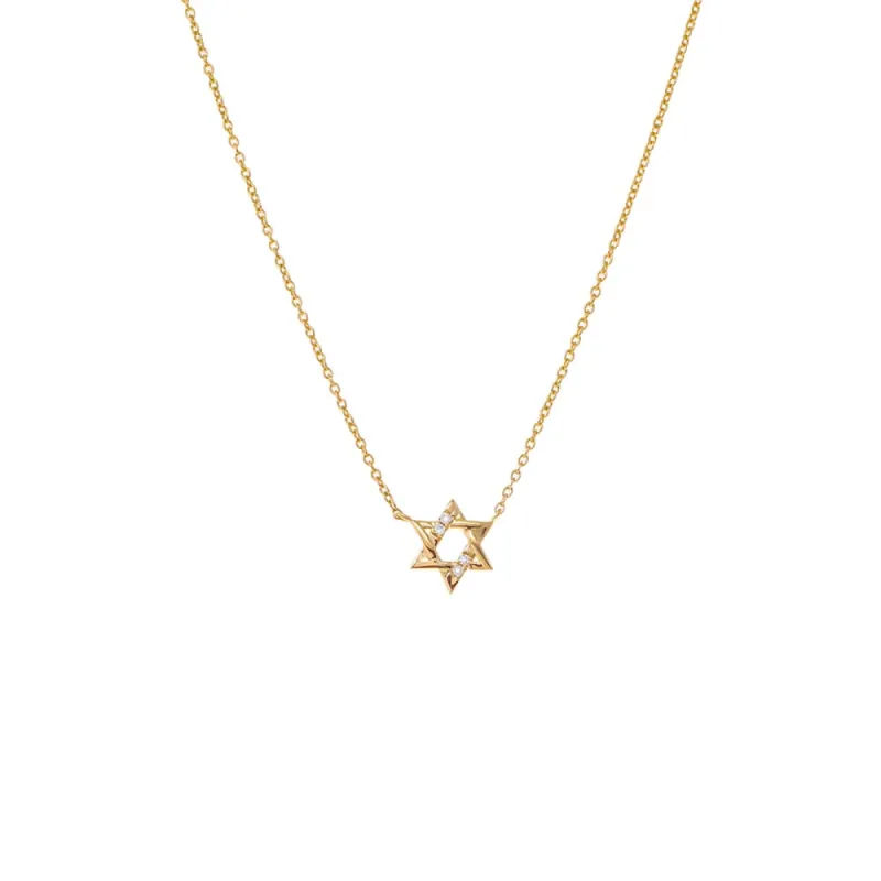 Diamond Pave/Solid Star Of David Necklace 14K sold by Adina Eden's