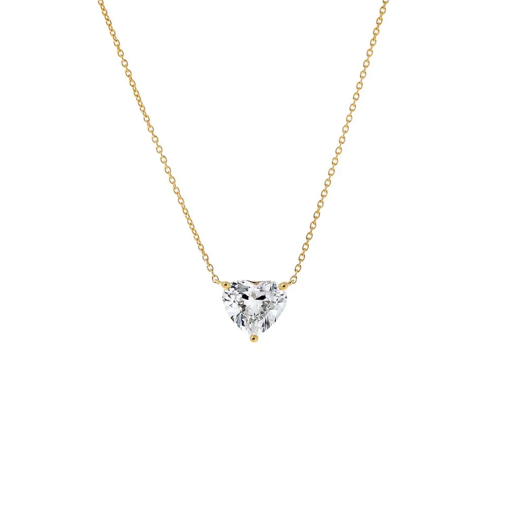 Lab Grown Diamond Heart Solitaire Necklace 14K sold by Adina Eden's