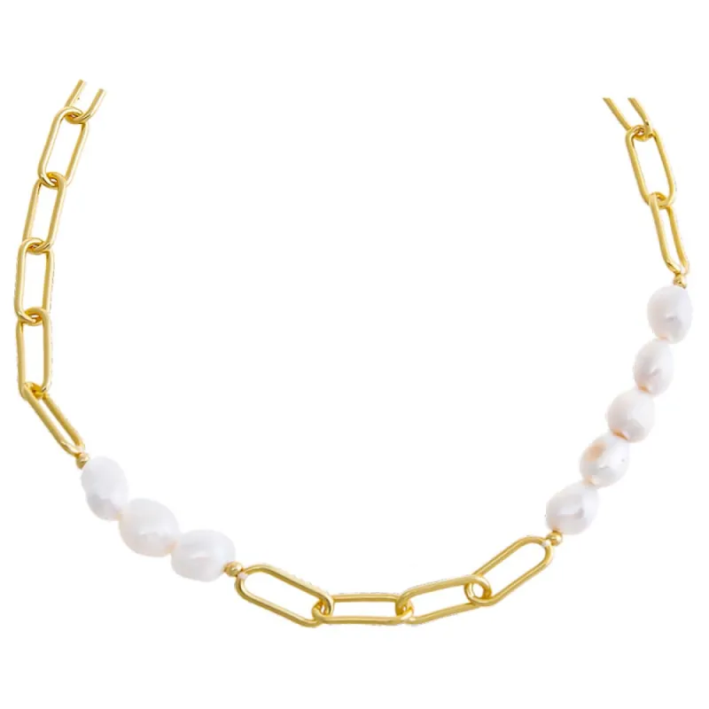 Pearl & Paperclip Necklace sold by Adina Eden's