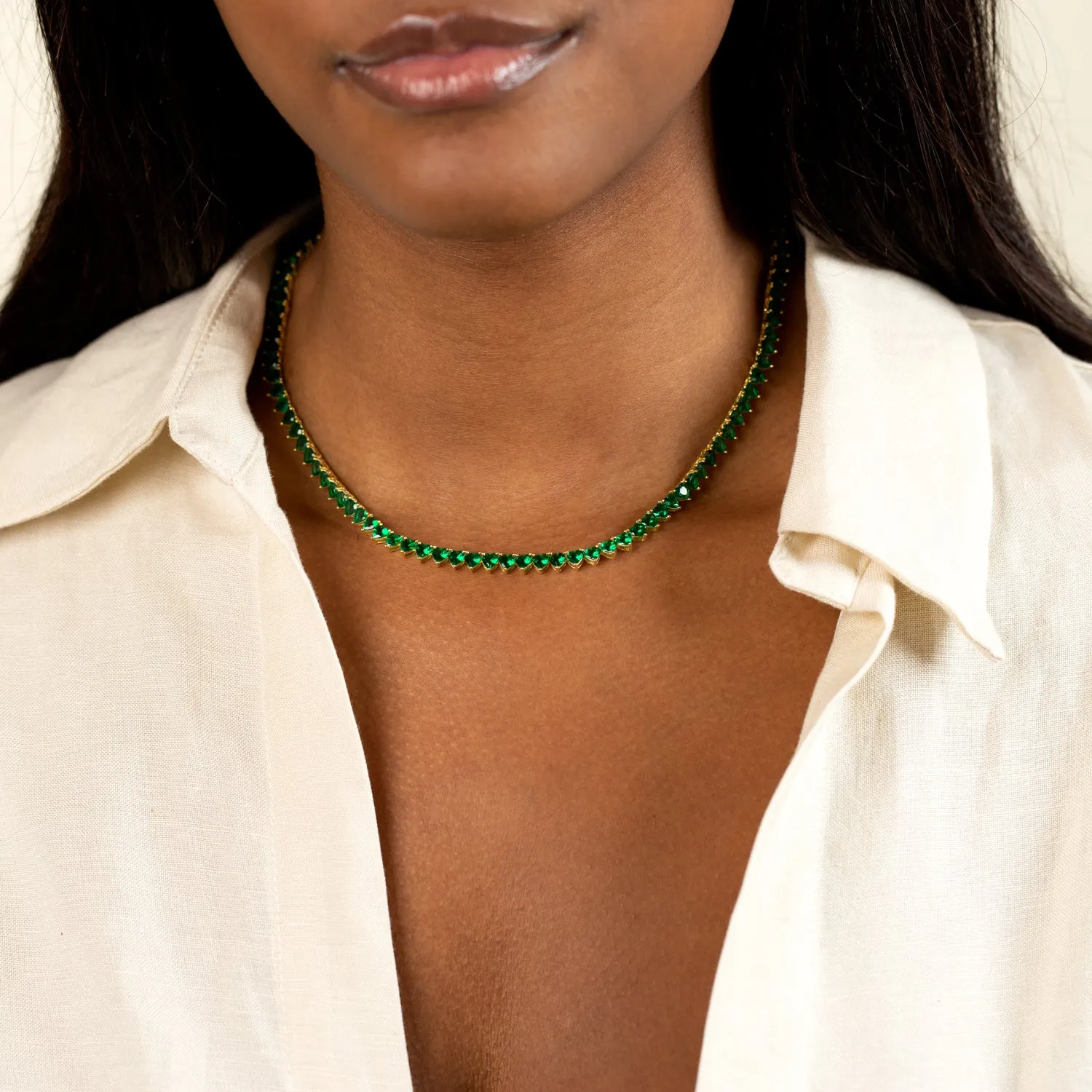 Gemstone Heart Tennis Necklace sold by Adina Eden's product image thumbnail 2