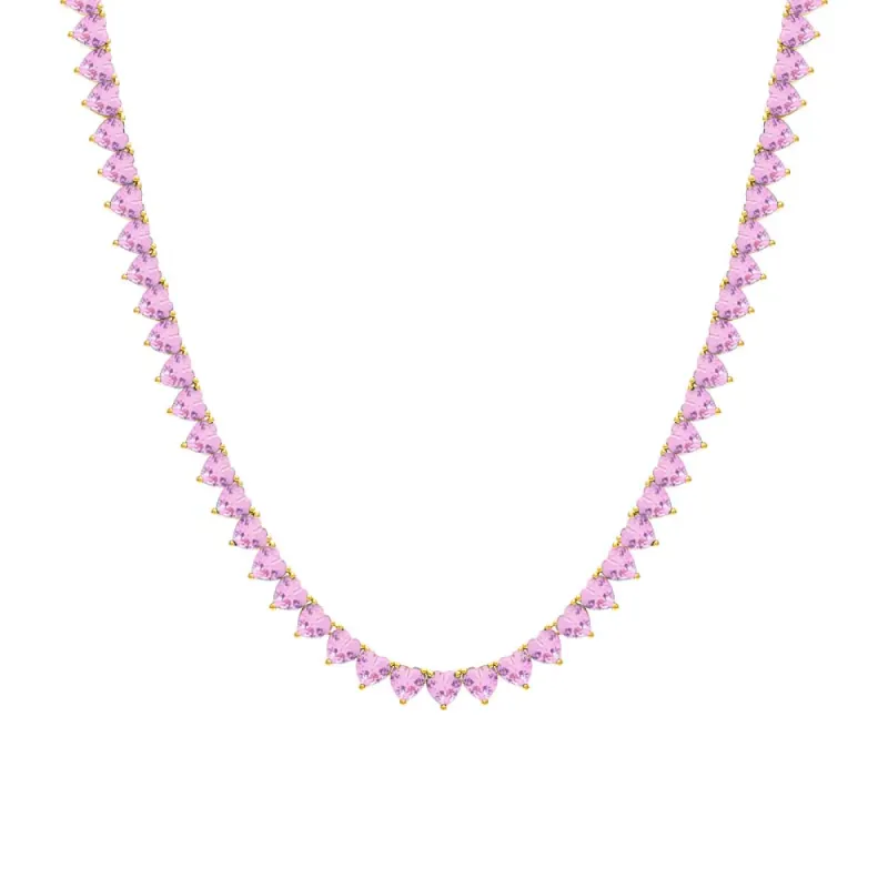 Gemstone Heart Tennis Necklace sold by Adina Eden's