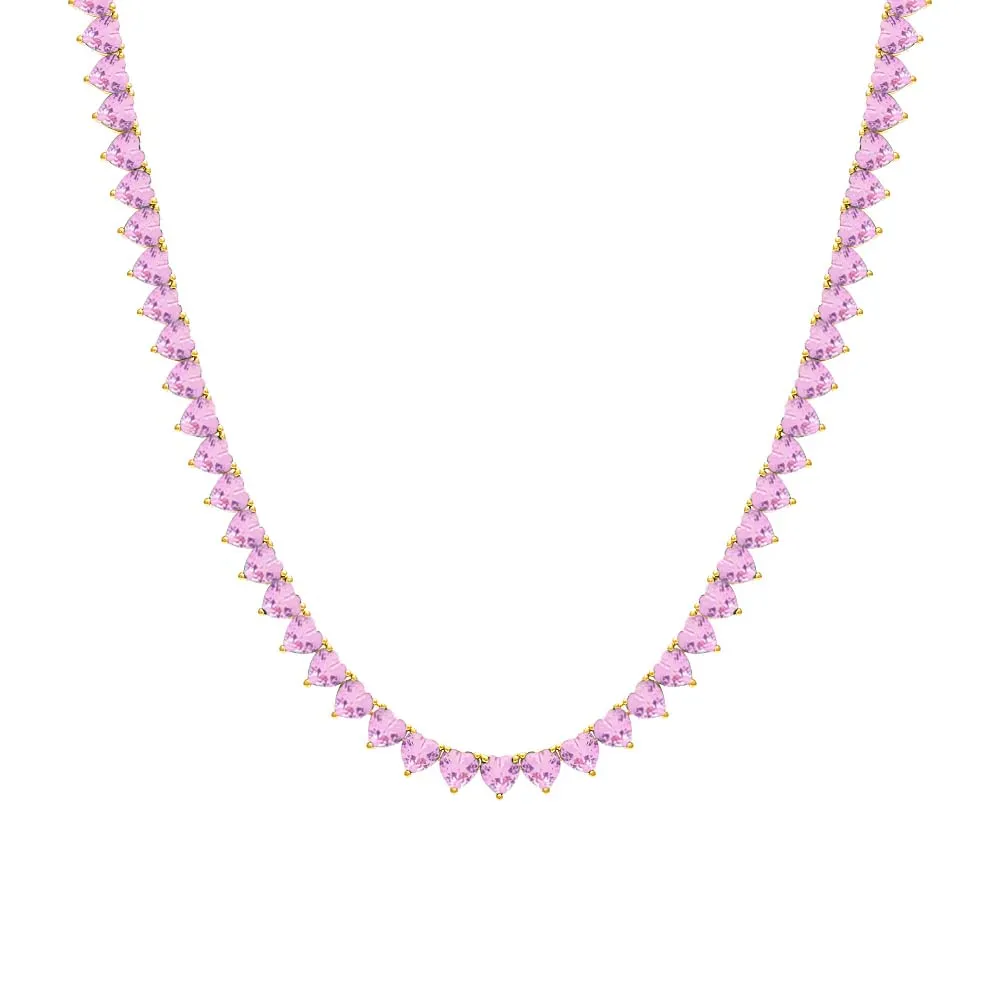Gemstone Heart Tennis Necklace sold by Adina Eden's