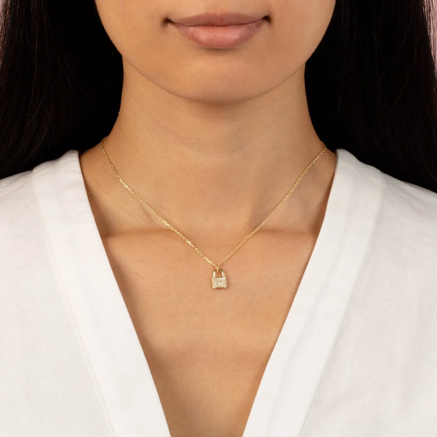 Pavé Lock Necklace sold by Adina Eden's product image thumbnail 2