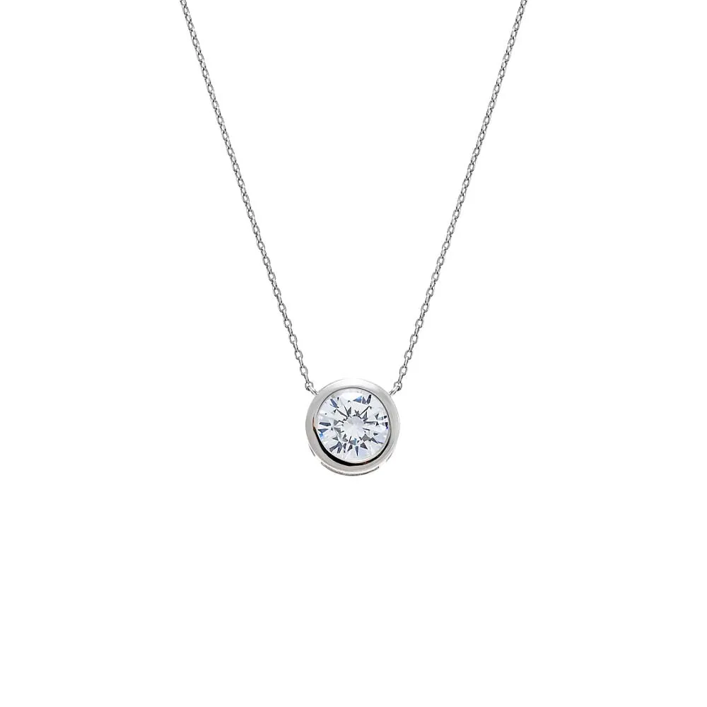 CZ Round Bezel Pendant Necklace sold by Adina Eden's product image thumbnail 4