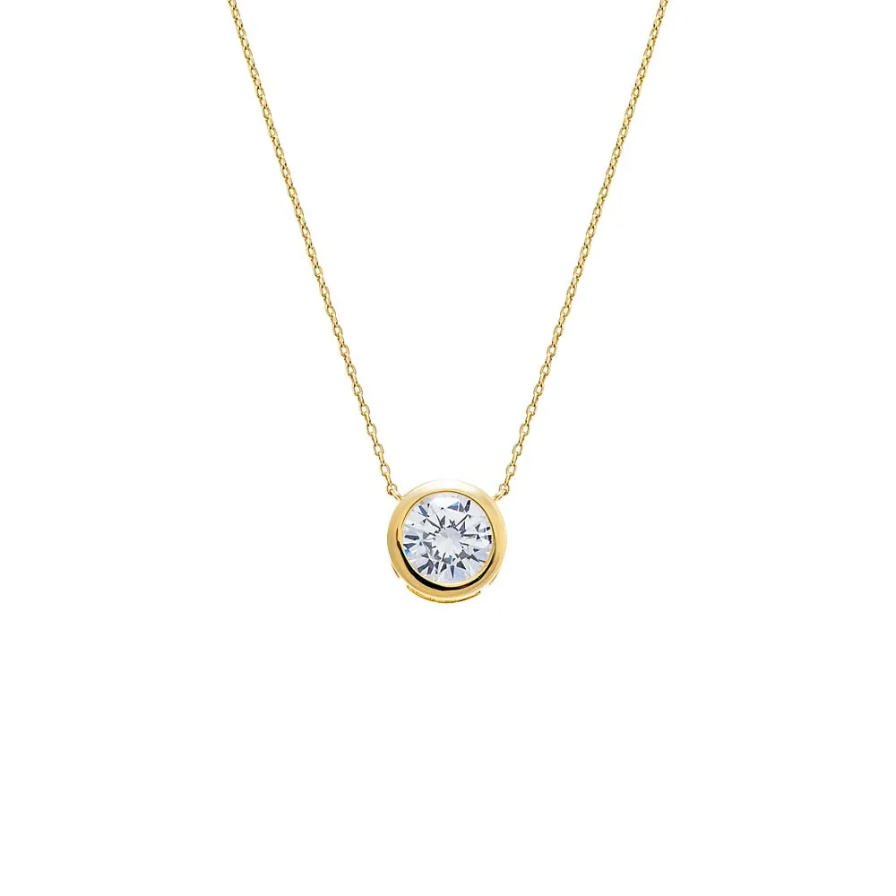 CZ Round Bezel Pendant Necklace sold by Adina Eden's