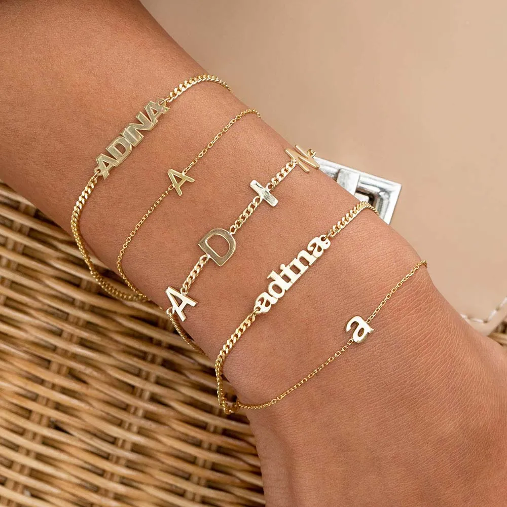 Solid Lowercase Initial Bracelet sold by Adina Eden's product image thumbnail 3