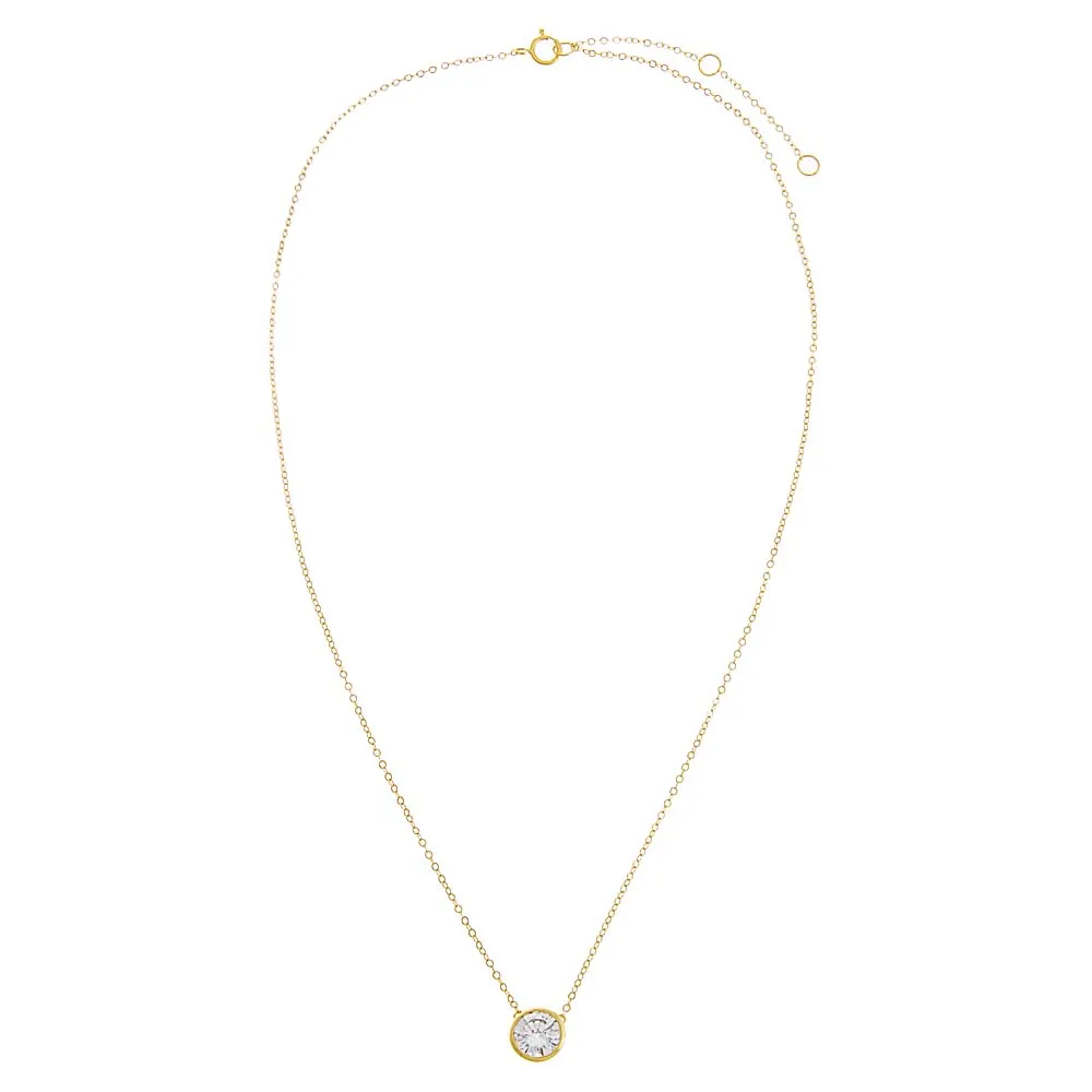 CZ Round Bezel Pendant Necklace sold by Adina Eden's product image thumbnail 3