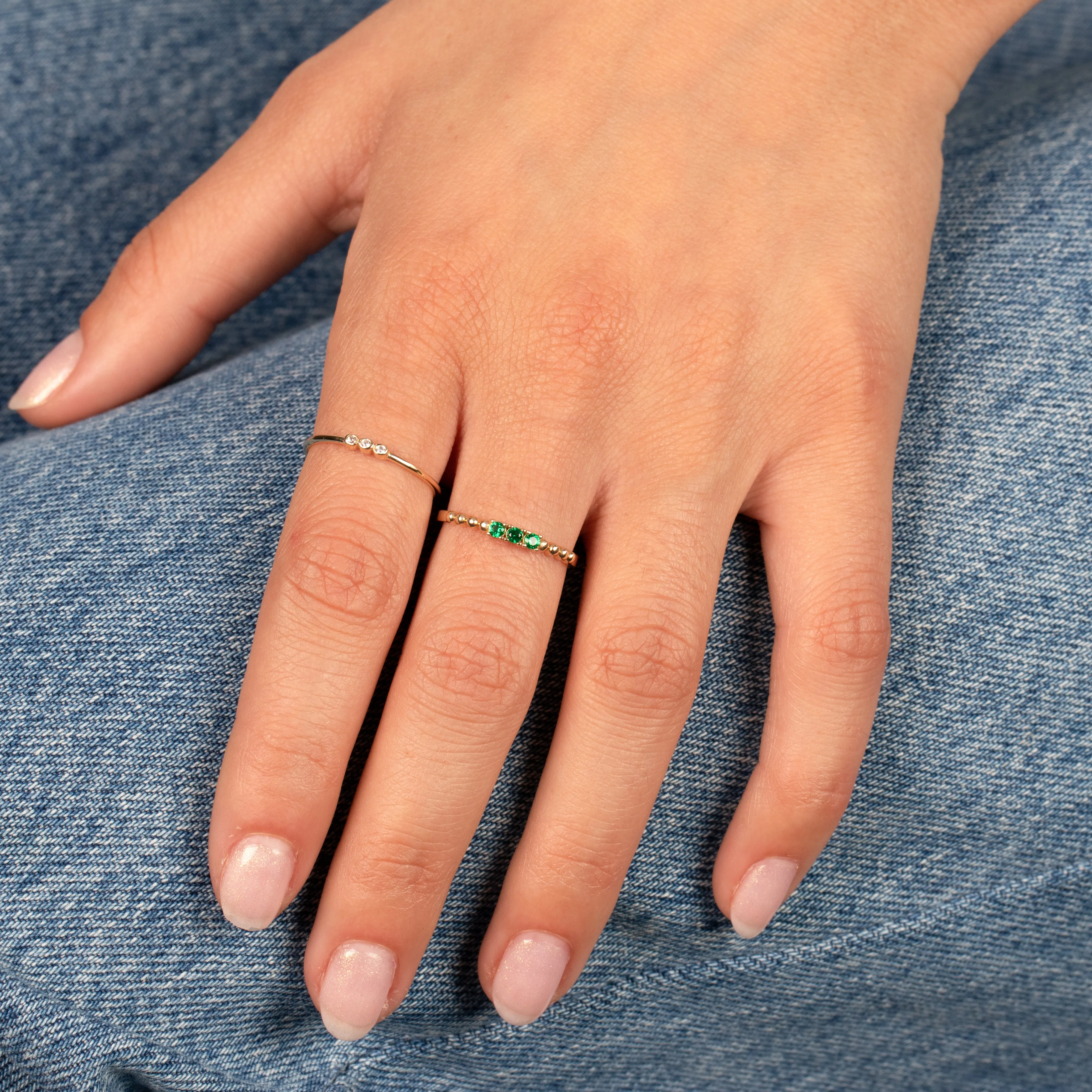 Dainty Emerald Green Accented Ring 14K sold by Adina Eden's product image thumbnail 2