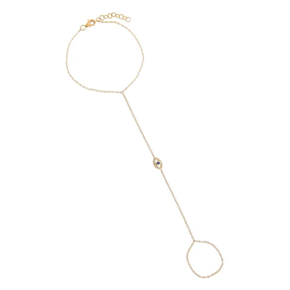 Diamond Open Evil Eye Hand Chain 14K sold by Adina Eden's