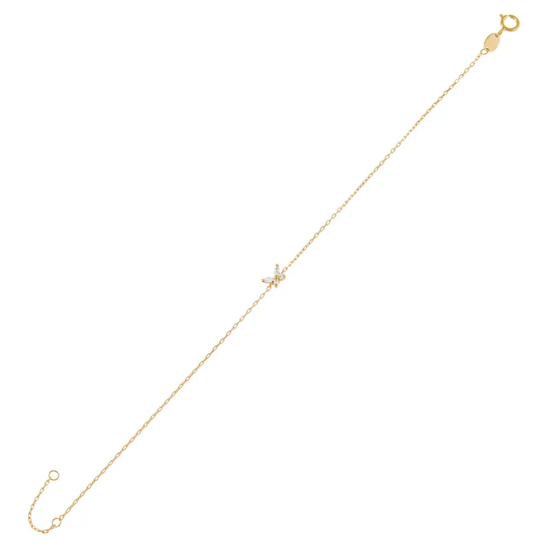 CZ Butterfly Bracelet 14K sold by Adina Eden's