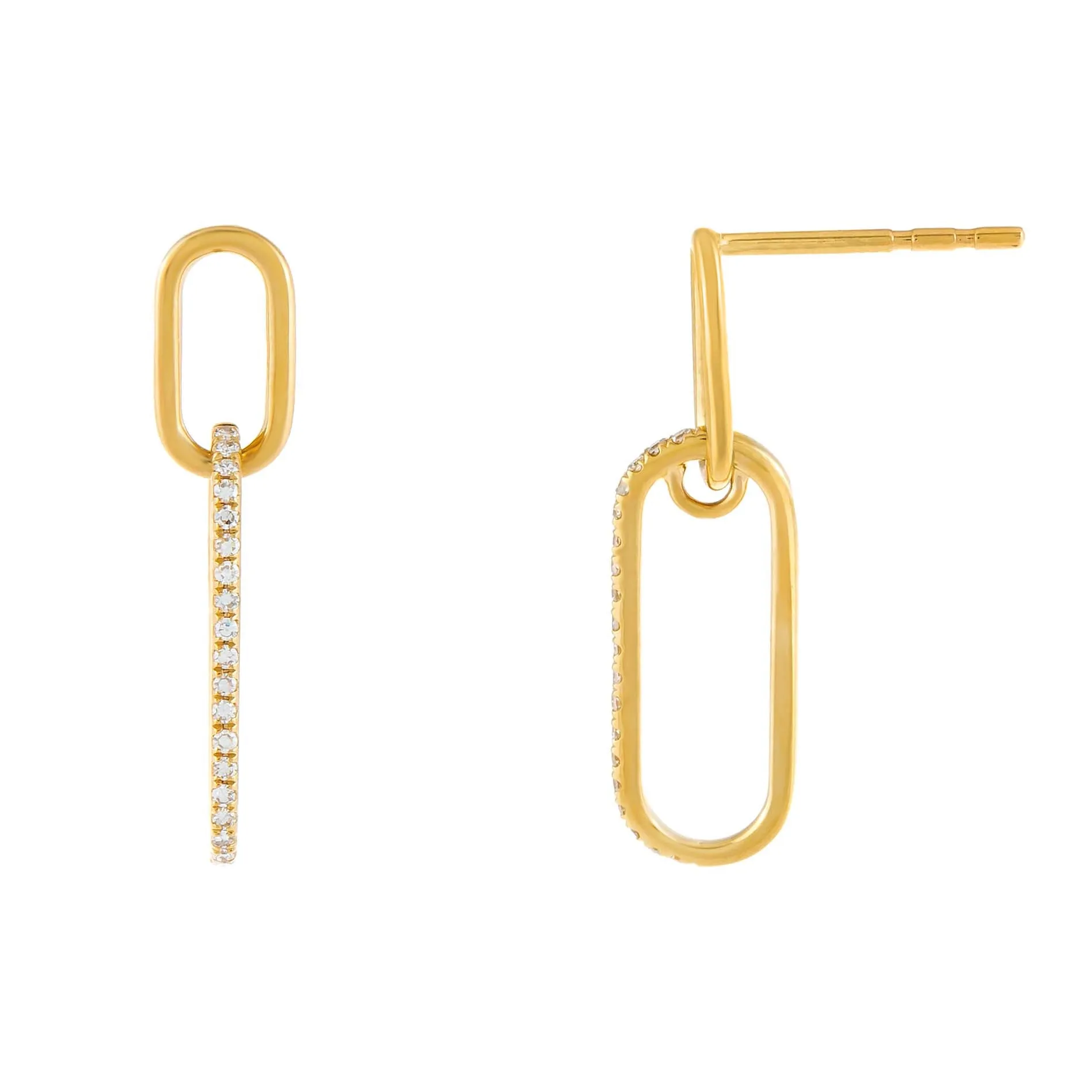 Diamond Oval Link Drop Stud Earring 14K sold by Adina Eden's product image thumbnail 3