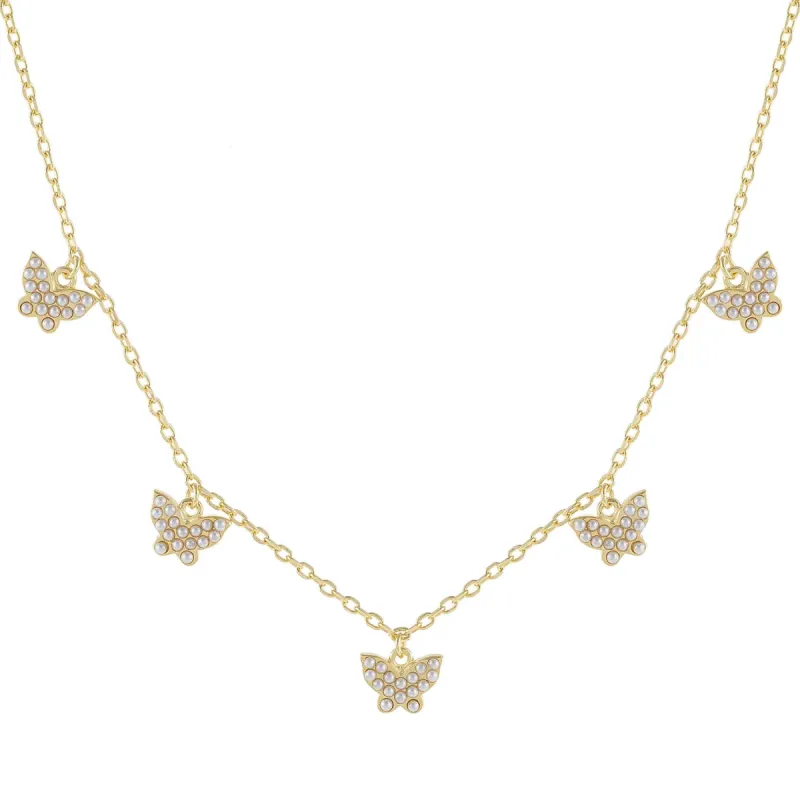 Pearl Multi Butterfly Necklace sold by Adina Eden's