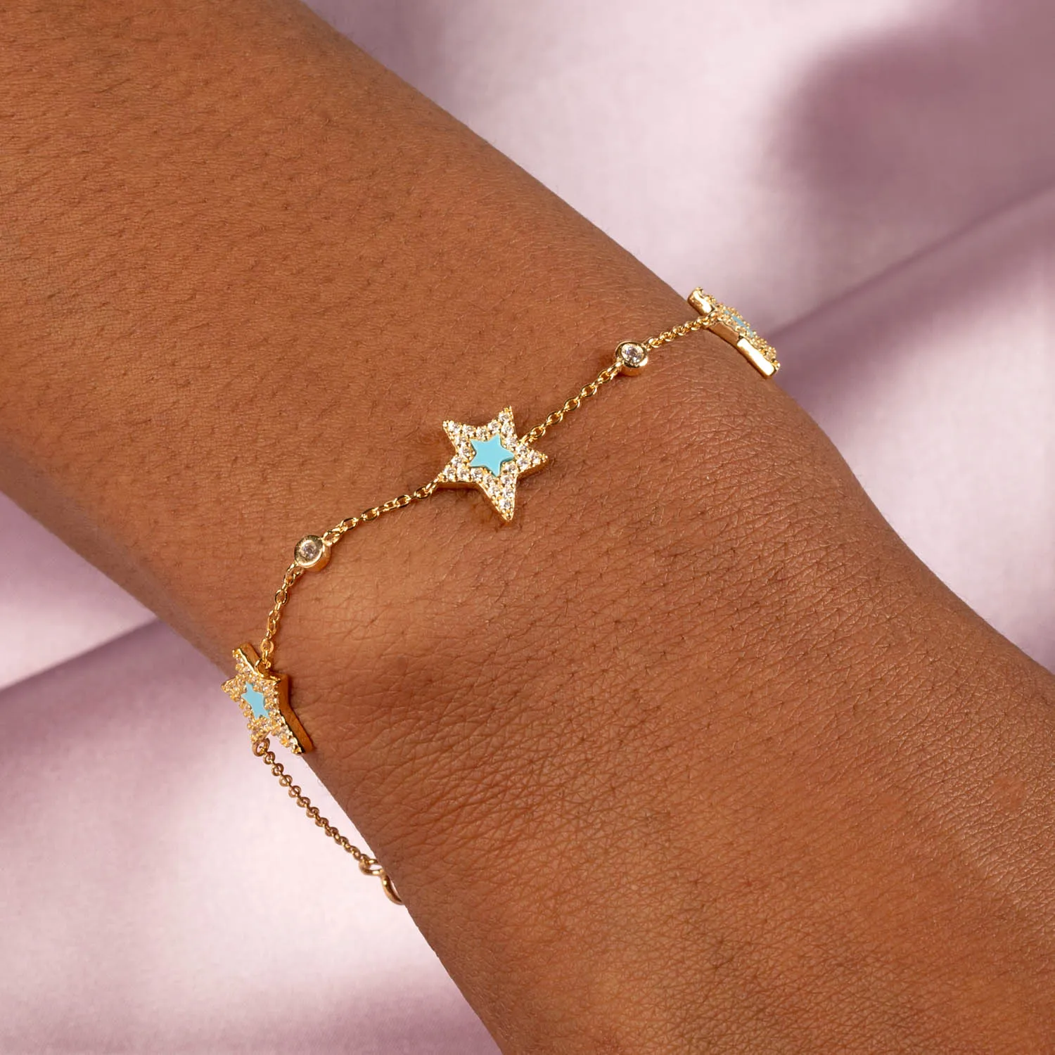 Pavé Triple Star Stone Bracelet sold by Adina Eden's product image thumbnail 2