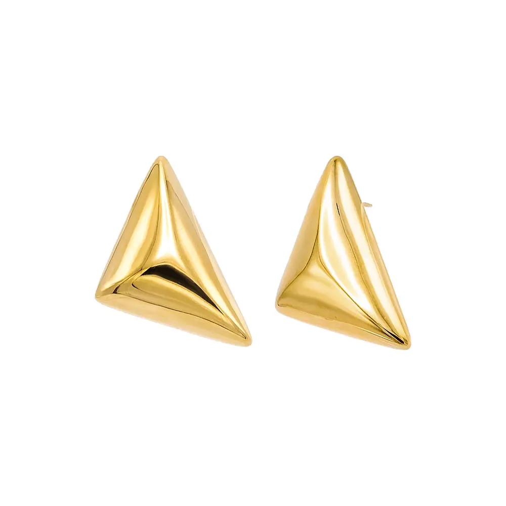 Solid Puffy Triangle Statement Stud Earring sold by Adina Eden's