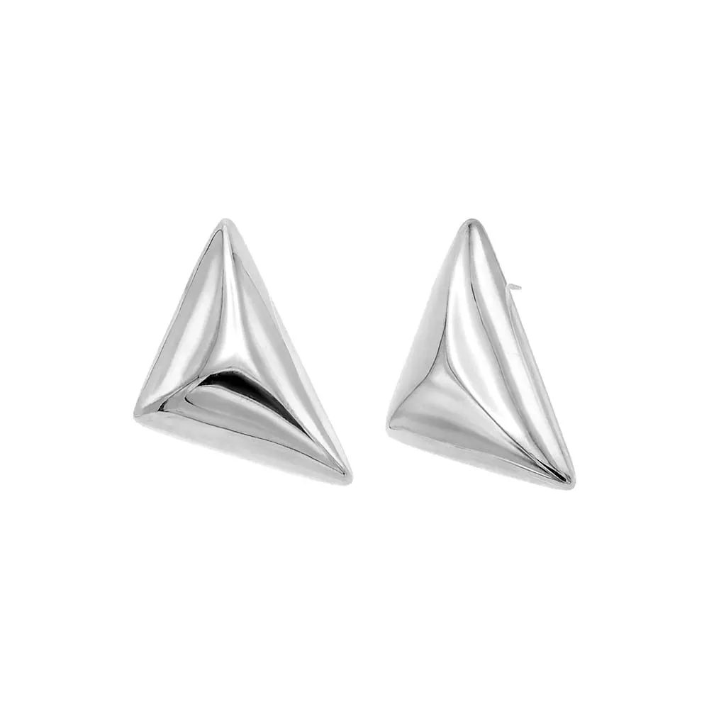 Solid Puffy Triangle Statement Stud Earring sold by Adina Eden's product image thumbnail 2