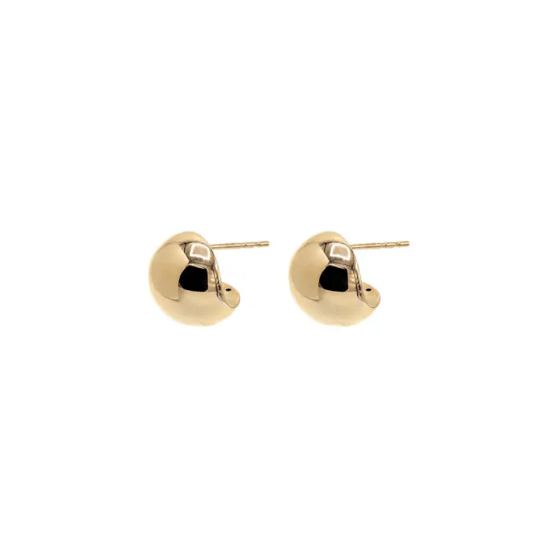 Solid Round Puffy Button Stud Earring 14K sold by Adina Eden's