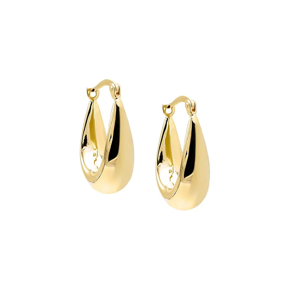 Solid Graduated Oval Shape Hoop Earring 14K sold by Adina Eden's