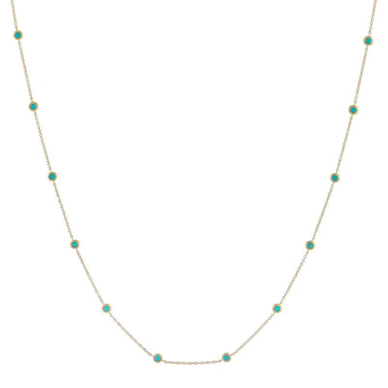 Turquoise Bezel Waist Body Chain 14K sold by Adina Eden's