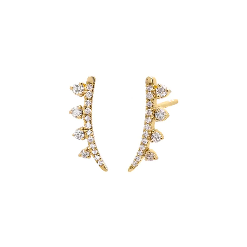 Diamond Pave Rimmed Curved Stud Earring 14K sold by Adina Eden's