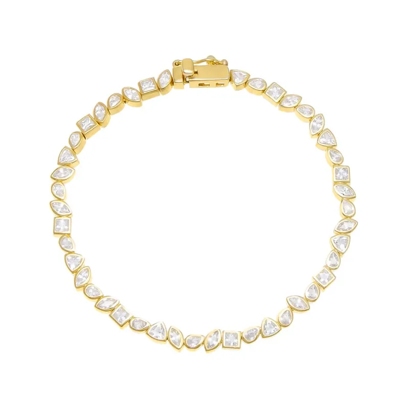 Multi Shape Bezel Tennis Bracelet sold by Adina Eden's